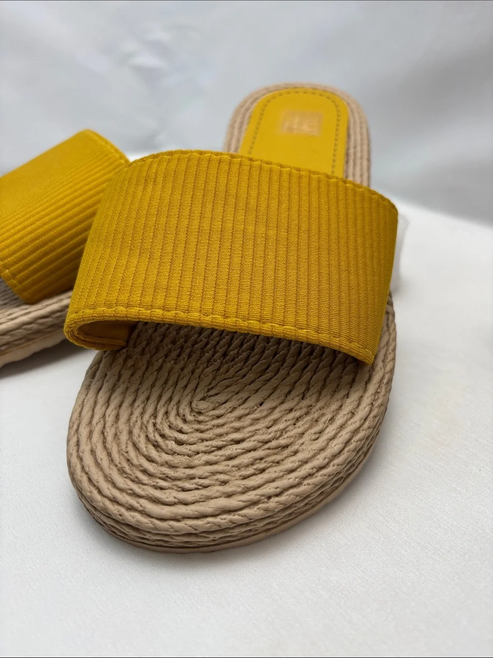 Fashion Women’s 7 Mustard Yellow Slide Sandals - Casual‎ Summer Slip-Ons